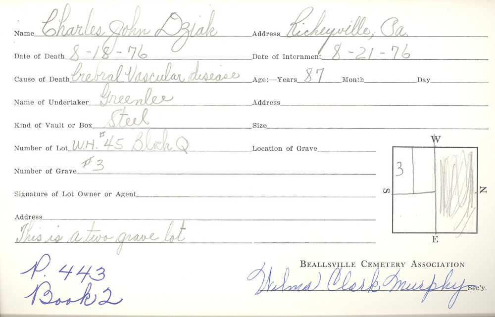 burial card